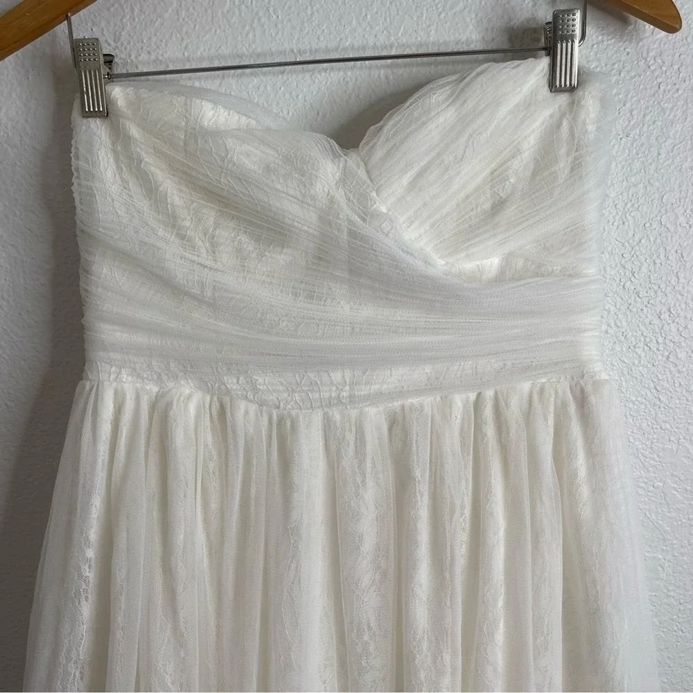 Lulus Bridal‎ Blissful Forever White Tulle Lace Strapless Pleated Wedding Dress